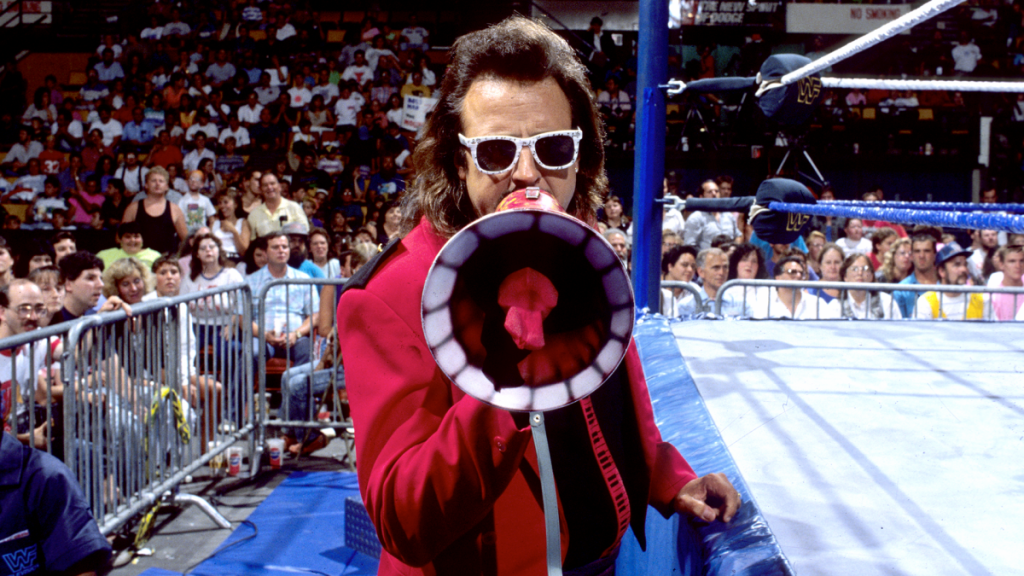 Jimmy Hart with a megaphone